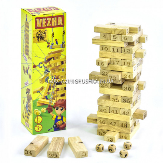 Настільна гра Fun Game Vezha башта, вежа, вега, 54 елементи 3+ (7358)