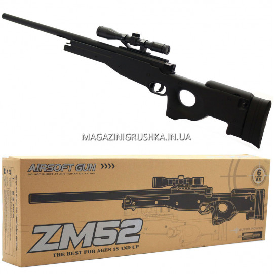 Снайперская винтовка «Airsoft Gun», черная, 115 см, дальность стрельбы 50 м, скорость 80 м/с (ZM52)