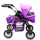 Коляска для кукол со съемной люлькой, сумкой и корзиной для вещей 9388 (фиолетовая)