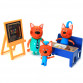 Детский игровой набор фигурок «Три кота идут в школу» + рисуем светом HM-182