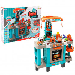 Кухня детская игровая интерактивная с микроволновкой, кофемашиной, тостером (свет, звук) 78х29х87 см (008-938)