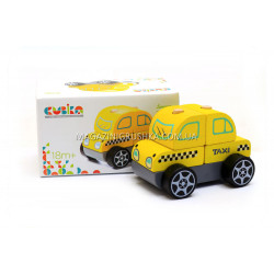 Дитячий дерев'яний конструктор машинка Taxi(Таксі) Cubika(Кубики)13159.Дерев'яні іграшки