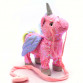 Интерактивная мягкая игрушка «Пони» единорог на поводке (розовая), ходит, поет, ржет 30*10*35 см (M1244)