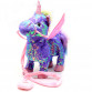 Інтерактивна м'яка іграшка «Поні» єдиноріг на повідку (фіолетова), ходить, співає, ірже 30*10*35 см (M1244)