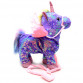 Інтерактивна м'яка іграшка «Поні» єдиноріг на повідку (фіолетова), ходить, співає, ірже 30*10*35 см (M1244)