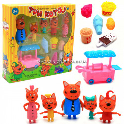 Детский игровой набор фигурок «Три кота. Павильон со сладостями» - 5 фигурок, тележка, товар N73-2