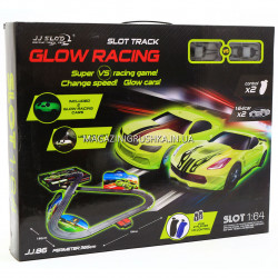 Автотрек Glow Racing JJ 86 р/у, от сети 220V, 2 неоновые машинки, в коробке
