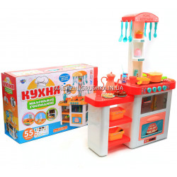 Детская игрушечная кухня 889-63 с посудой (свет, звук, вода) 55 элементов