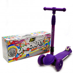 Самокат дитячий триколісний Фіолетовий (ПУ колеса, що світяться, регульована висота ручки) 881-4L