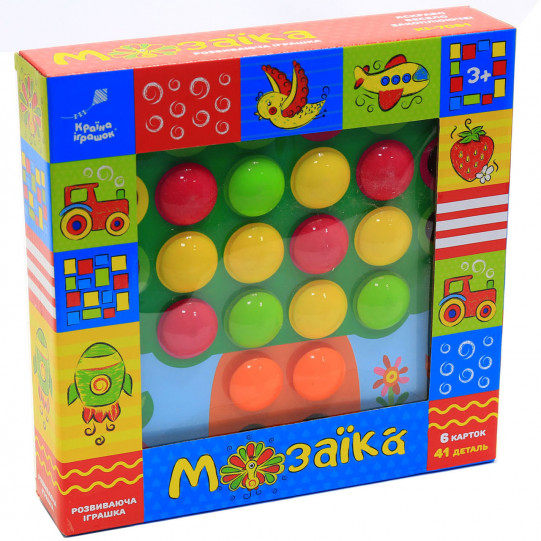 Развивающая игрушка Країна іграшок Мозаика 41 деталь, 6 картинок (KI-7061)