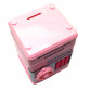 Скарбничка сейф з кодом, затягує купюри, музичний, рожевий 13*13*18 см (1511)