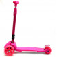 Самокат детский трехколёсный Розовый ПУ колеса, светящиеся, музыка, подсвет регулируемая высота ручки (881-2L)