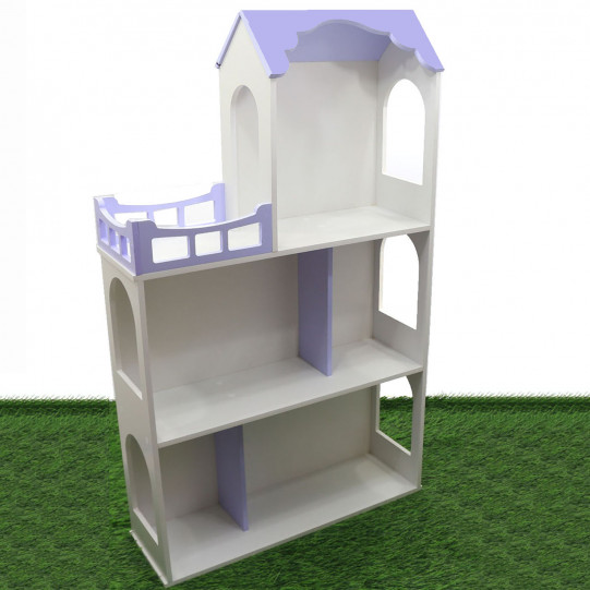 Игрушечный кукольный деревянный домик Unitywood (62х20х105 см), трехэтажный фиолетовый