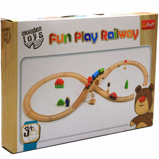 Дерев'яна іграшка залізниця Trefl з поїздом і машинкою (60921)