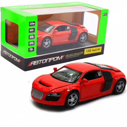 Машинка игровая автопром «Audi R8» металл, 13, красный, свет, звук, двери открываются (321D)