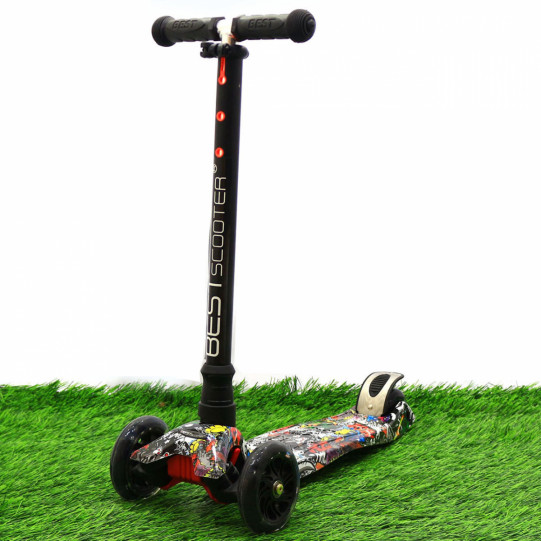 Самокат триколісний дитячий Best Scooter різнокольоровий пластик, 4 колеса PU, світло d = 12см (113-95765)