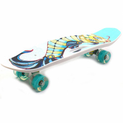 Пенні борд (скейт) з безшумними світяться колесами, ручка (риба абстракція) C-40311