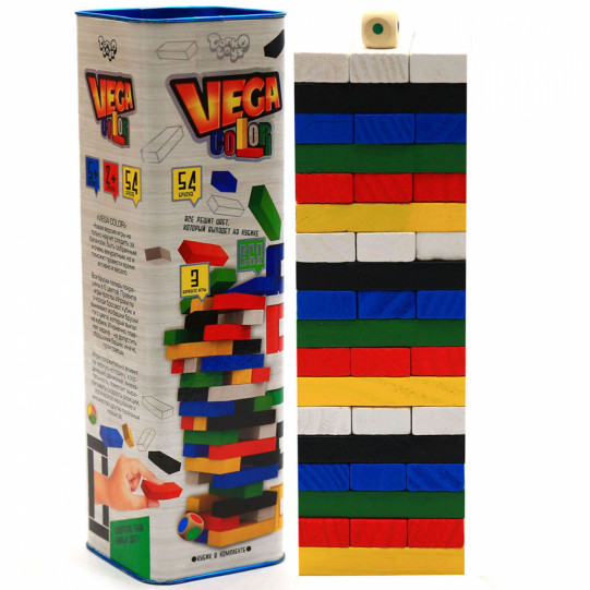 Настольная игра башня Vega (Вега) по цветам. Версия игры Дженга (Jenga) GVC-01