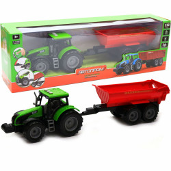 Машинка игровая автопром «Зеленый трактор с красным прицепом» (свет, звук, пластик) 7925ABCD
