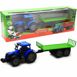 Машинка игровая автопром «Синий трактор с открытым прицепом» (свет, звук, пластик) 7925ABCD