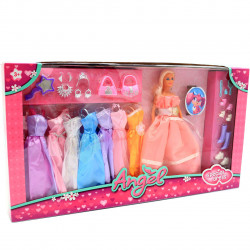 Кукла с набором платьев (9 шт) и аксессуарами, роз. 30 см (K369-16A)