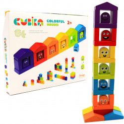 Деревянный конструктор Левеня Кубика (cubika) Цветные домики, 30 деталей (14866)