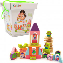 Детский деревянный конструктор Cubika (Кубика) Городок для девочек 55 деталей (13906)