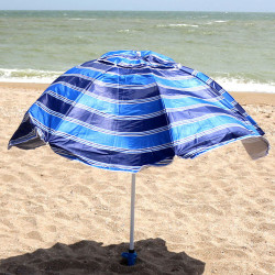 Зонт пляжный антиветер d-2.0м, серебро Stenson, полосатый (MH-2060)