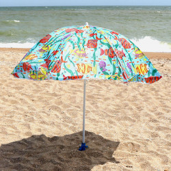 Зонт пляжный голубой с рыбками (диаметр - 2 м) МН-0040