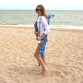 Зонт пляжный ромашка d=1.8 м, Stenson, синий с ракушками (MH-0038)