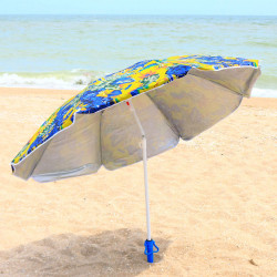Зонт пляжный (диаметр - 1.8 м) - серебро+наклон цветы (MH-0035)