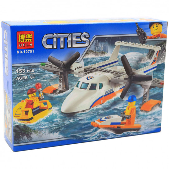 Конструктор «Cities» город Bela - Спасательный самолет береговой охраны, 153 деталей (10751)