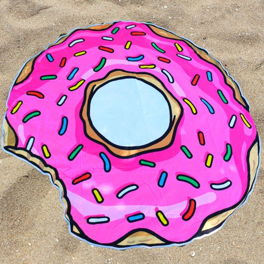 Пляжное покрывало-полотенце Пончик для отдыха на песке или траве, 150 см (K14344)