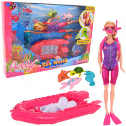 Кукла Anlily дайвер, катер, акваланг, морские жители, 30 см (99041)