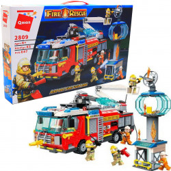 Конструктор Qman «Пожарная машина», 647 деталей, 5 фигурок (2809)