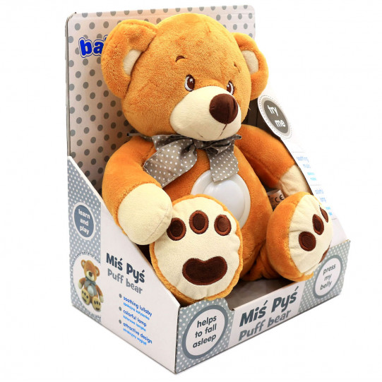 Детский ночник проектор музыкальный Медведь 25 см. Baby Mix коричневый (STK-13138)
