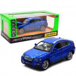 Машинка іграшкова Автопром «BMW X6» джип, метал, 18 см, синя, світло, звук, двері відчиняються (7860)