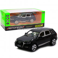 Машинка іграшкова Автопром «Audi Q7» джип, метал, 18 см, чорний, світло, звук, двері відчиняються (7689)