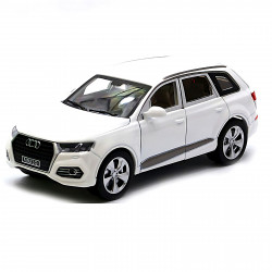 Машинка іграшкова Автопром «Audi Q7» джип, метал, 18 см, білий, світло, звук, двері відчиняються (7689)
