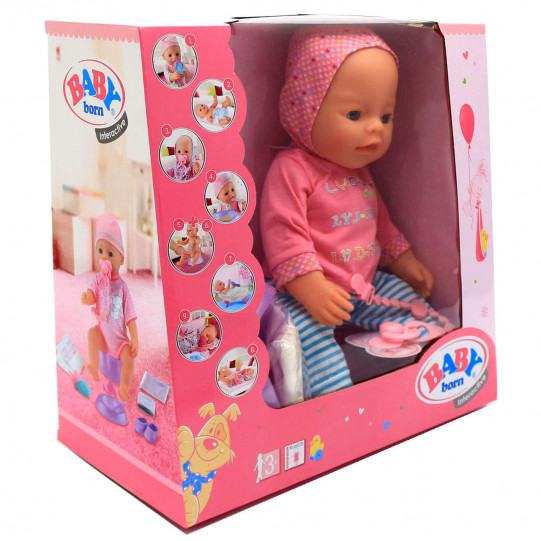 Інтерактивна лялька BABY born (бебі бон). Пупс аналог з одягом і аксесуарами 9 функцій бебі Борн (8060-497)