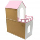 Игрушечный кукольный деревянный двухэтажный домик Unitywood, розовый, 78х59х30 см, (U-002)