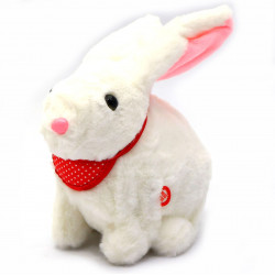 Мягкая игрушка интерактивная музыкальный кролик белый, уши светятся 20х10х20 см (M142)