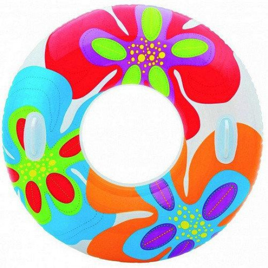Intex надувний круг Transparent Tube Райдужні квіти 97 см(58263)