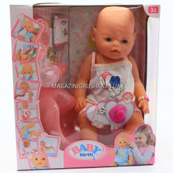 Интерактивная кукла Baby Born с мишкой. Пупс аналог с одеждой и аксессуарами 9 функций беби борн 8006-5