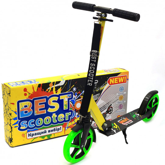 Двоколісний Самокат Best Scooter Салатовий з світяться колеса (00065)