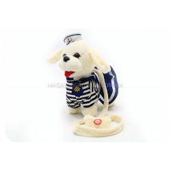 Интерактивная мягкая игрушка «Собачка с поводком» белая 555-118