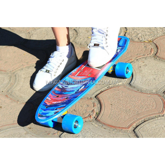 Скейтборд (скейт) Голубой с бесшумными колесами MS 0298