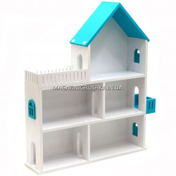 Игрушечный кукольный деревянный домик Мария (голубой). Обустройте домик для кукол