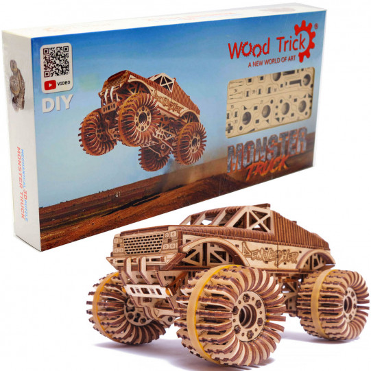 Дерев'яний механічний конструктор Wood Trick Монстр-трак. Техніка збірки - 3d пазл, 556 деталей