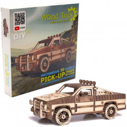 Дерев'яний механічний конструктор Wood Trick Пікап WT-1500. Техніка збірки - 3d пазл, 278 деталей
